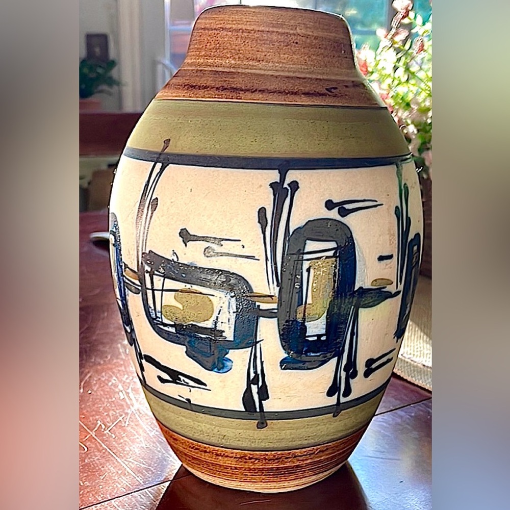 Hand painted pottery vase signed by artist Azaz, Rare & Highly Collectible